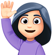 🙋🏻‍♀️ Emoji Frau mit erhobenem Arm: helle Hautfarbe Facebook 14.0.