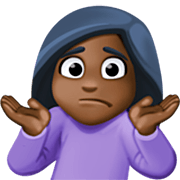 🤷🏿‍♀️ Emoji schulterzuckende Frau: dunkle Hautfarbe Facebook 14.0.