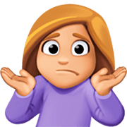 🤷🏼‍♀️ Emoji Mujer Encogida De Hombros: Tono De Piel Claro Medio en Facebook 14.0.