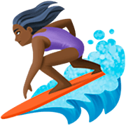 🏄🏿‍♀️ Emoji Mujer Haciendo Surf: Tono De Piel Oscuro en Facebook 14.0.
