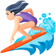 🏄🏻‍♀️ Emoji Mujer Haciendo Surf: Tono De Piel Claro en Facebook 14.0.