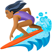 🏄🏾‍♀️ Emoji Mujer Haciendo Surf: Tono De Piel Oscuro Medio en Facebook 14.0.