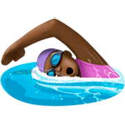 🏊🏿‍♀️ Emoji Mujer Nadando: Tono De Piel Oscuro en Facebook 14.0.