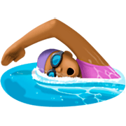 🏊🏾‍♀️ Emoji Mujer Nadando: Tono De Piel Oscuro Medio en Facebook 14.0.
