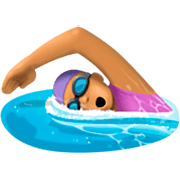 🏊🏽‍♀️ Emoji Mujer Nadando: Tono De Piel Medio en Facebook 14.0.