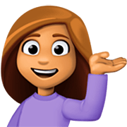 Emoji 💁🏽‍♀️ Donna Con Suggerimento: Carnagione Olivastra su Facebook 14.0.