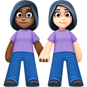 👩🏿‍🤝‍👩🏻 Emoji händchenhaltende Frauen: dunkle Hautfarbe, helle Hautfarbe Facebook 14.0.