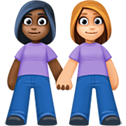 👩🏿‍🤝‍👩🏼 Emoji händchenhaltende Frauen: dunkle Hautfarbe, mittelhelle Hautfarbe Facebook 14.0.