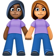 Emoji 👩🏿‍🤝‍👩🏽 Due Donne Che Si Tengono Per Mano: Carnagione Scura E Carnagione Olivastra su Facebook 14.0.