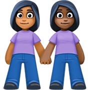 👩🏾‍🤝‍👩🏿 Emoji Duas Mulheres De Mãos Dadas: Pele Morena Escura E Pele Escura na Facebook 14.0.