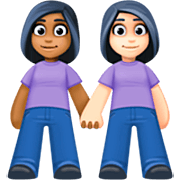👩🏾‍🤝‍👩🏻 Emoji händchenhaltende Frauen: mitteldunkle Hautfarbe, helle Hautfarbe Facebook 14.0.