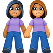 👩🏾‍🤝‍👩🏽 Emoji händchenhaltende Frauen: mitteldunkle Hautfarbe, mittlere Hautfarbe Facebook 14.0.