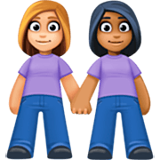 Emoji 👩🏼‍🤝‍👩🏾 Due Donne Che Si Tengono Per Mano: Carnagione Abbastanza Chiara E Carnagione Abbastanza Scura su Facebook 14.0.