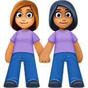 Emoji 👩🏽‍🤝‍👩🏾 Due Donne Che Si Tengono Per Mano: Carnagione Olivastra E Carnagione Abbastanza Scura su Facebook 14.0.
