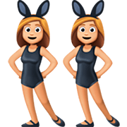 👯🏼‍♀️ Emoji Frauen mit Hasenohren, mittelhelle Hautfarbe Facebook 14.0.