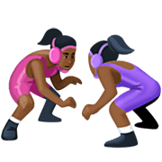 🤼🏿‍♀️ Emoji Mulheres Lutando, Pele Escura na Facebook 14.0.