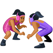 🤼🏾‍♀️ Emoji Mujeres Luchando, Tono De Piel Oscuro Medio en Facebook 14.0.