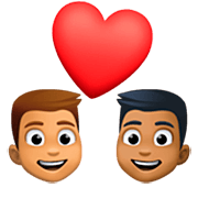 👨🏽‍❤️‍👨🏾 Emoji Pareja Enamorada - Hombre: Tono De Piel Medio, Hombre: Tono De Piel Oscuro Medio en Facebook 15.0.