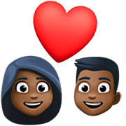 Emoji 👩🏿‍❤️‍👨🏿 Coppia Con Cuore - Donna: Carnagione Scura, Uomo: Carnagione Scura su Facebook 15.0.
