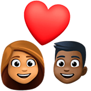 Emoji 👩🏽‍❤️‍👨🏿 Coppia Con Cuore - Donna: Carnagione Olivastra, Uomo: Carnagione Scura su Facebook 15.0.