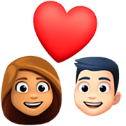 Emoji 👩🏽‍❤️‍👨🏻 Coppia Con Cuore - Donna: Carnagione Olivastra, Uomo: Carnagione Chiara su Facebook 15.0.