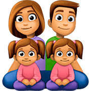 👨🏽‍👩🏽‍👧🏽‍👧🏽 Emoji Família - Homem, Mulher, Menina, Menina: Pele Morena na Facebook 15.0.