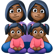 👩🏿‍👩🏿‍👧🏿‍👧🏿 Emoji Família - Mulher, Homem, Menina, Menina: Pele Escura na Facebook 15.0.