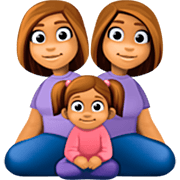 Emoji 👩🏽‍👩🏽‍👧🏽 Famiglia - Donna, Donna, Bambina: Carnagione Olivastra su Facebook 15.0.
