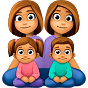 👩🏽‍👩🏽‍👧🏽‍👦🏽 Emoji Familie - Frau, Frau, Mädchen, Junge: mittlere Hautfarbe Facebook 15.0.