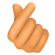 🫰🏽 Emoji Mano Con El Dedo Índice Y El Pulgar Cruzados: Tono De Piel Medio en Facebook 15.0.
