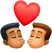 👨🏾‍❤️‍💋‍👨🏽 Emoji sich küssendes Paar - Mann: mitteldunkle Hautfarbe, Mann: mittlere Hautfarbe Facebook 15.0.