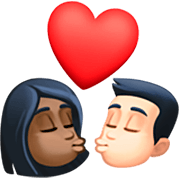 👩🏿‍❤️‍💋‍👨🏻 Emoji sich küssendes Paar - Frau: dunkle Hautfarbe, Mann: helle Hautfarbe Facebook 15.0.