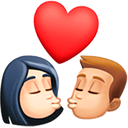 👩🏻‍❤️‍💋‍👨🏼 Emoji sich küssendes Paar - Frau: helle Hautfarbe, Mann: mittelhelle Hautfarbe Facebook 15.0.