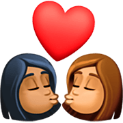 👩🏾‍❤️‍💋‍👩🏽 Emoji sich küssendes Paar - Frau: mitteldunkle Hautfarbe, Frau: mittlere Hautfarbe Facebook 15.0.