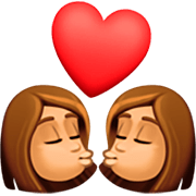 👩🏽‍❤️‍💋‍👩🏽 Emoji sich küssendes Paar - Frau: mittlere Hautfarbe, Frau: mittlere Hautfarbe Facebook 15.0.