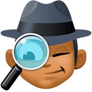 🕵🏾‍♂️ Emoji Detective Hombre: Tono De Piel Oscuro Medio en Facebook 15.0.