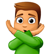 Emoji 🙅🏽‍♂️ Uomo Con Gesto Di Rifiuto: Carnagione Olivastra su Facebook 15.0.