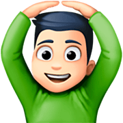 🙆🏻‍♂️ Emoji Mann mit Händen auf dem Kopf: helle Hautfarbe Facebook 15.0.