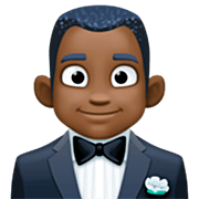 Emoji 🤵🏿‍♂️ Uomo in smoking: tonalità nera della pelle su Facebook 15.0.