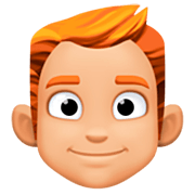 👨🏼‍🦰 Emoji Mann: mittelhelle Hautfarbe, rotes Haar Facebook 15.0.