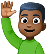 🙋🏿‍♂️ Emoji Homem Levantando A Mão: Pele Escura na Facebook 15.0.