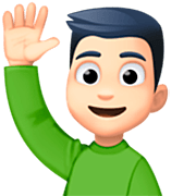 🙋🏻‍♂️ Emoji Homem Levantando A Mão: Pele Clara na Facebook 15.0.