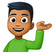 Emoji 💁🏾‍♂️ Uomo Con Suggerimento: Carnagione Abbastanza Scura su Facebook 15.0.
