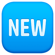 🆕 Emoji Wort „New“ in blauem Quadrat Facebook 15.0.
