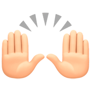 🙌🏻 Emoji zwei erhobene Handflächen: helle Hautfarbe Facebook 15.0.
