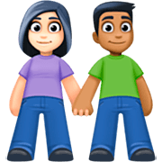 👩🏻‍🤝‍👨🏾 Emoji Mann und Frau halten Hände: helle Hautfarbe, mitteldunkle Hautfarbe Facebook 15.0.