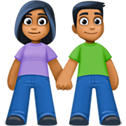 Mann und Frau halten Hände: mitteldunkle Hautfarbe Facebook 15.0.