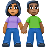👩🏾‍🤝‍👨🏿 Emoji Mann und Frau halten Hände: mitteldunkle Hautfarbe, dunkle Hautfarbe Facebook 15.0.