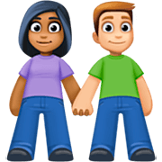 👩🏾‍🤝‍👨🏼 Emoji Mann und Frau halten Hände: mitteldunkle Hautfarbe, mittelhelle Hautfarbe Facebook 15.0.