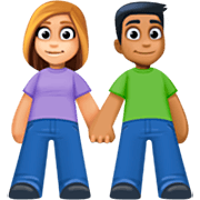 👩🏼‍🤝‍👨🏾 Emoji Mann und Frau halten Hände: mittelhelle Hautfarbe, mitteldunkle Hautfarbe Facebook 15.0.